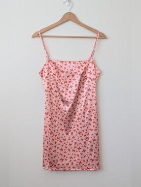 Urban Outfitters Pink Mini Slip Dress in Butterfly Print Size Medium 🦋